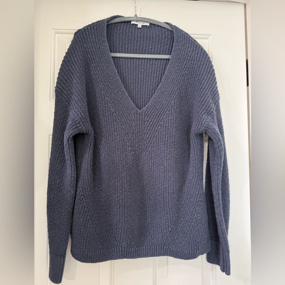 Madewell Ridgeton V-Neck Knit Sweater - Navy